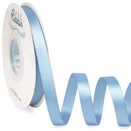 Ribbli Dusty Blue Satin Ribbon,Double Faced Satin 3/8 inch x Continuous 25 Yards,Use for Bows Bouquet,Gift Wrapping,Wedding Decoration,Floral Arrangement