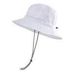 FEICUI Men Women Outdoor Bucket Hat Quick Dry Packable UV Protection Boonie Sun Hat (White)