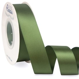 Ribbli Moss Green Satin Ribbon,Double Faced Satin 1-1/2 inch x Continuous 25 Yards,Use for Bows Bouquet,Gift Wrapping,Wedding Decoration,Floral Arrangement