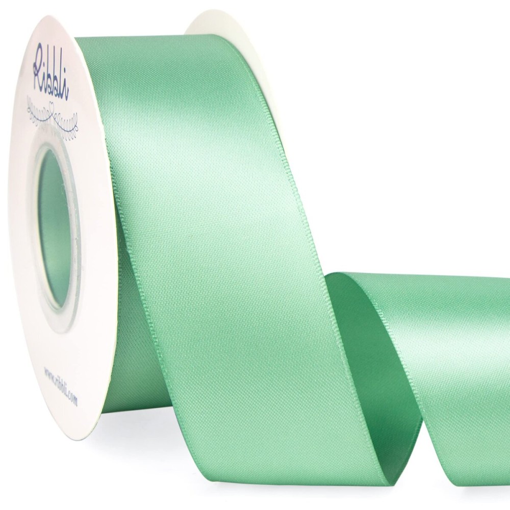 Ribbli Sage Green Satin Ribbon,Double Faced Satin 1-1/2 inch x Continuous 25 Yards,Use for Bows Bouquet,Gift Wrapping,Wedding Decoration,Floral Arrangement