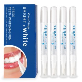 Venus Visage Teeth Whitening Pen, 40+ Uses - Teeth whitening Gel with Professional Formulation and Ingredients - Best Teeth Whitener Overnight and No Tooth Sensitivity (Mint) (0.10 Fl Oz (Pack of 4))
