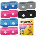 HIONXMGA 6 Pairs Motion Sickness Bands - Natural Anti Nausea Acupressure Wristbands for Morning & Motion Sickness Relief - Ideal for Car, Cruise & Flight Travel - for Adults and Kids