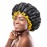 mikimini Extra Large Black Shower Caps Pack of 2 for Women and Men Thick Long Hair Braids, Reusable Waterproof Double Layers XL Bathing Hair Cap with Vibrant Yellow Edge (Black)
