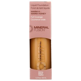 Mineral Fusion Full Coverage Foundation, Liquid Foundation - Warm 6- Dark to Tan Complexion w/Golden Undertones, Lightweight Matte Finish, Up to 12 Hr Hydration, Hypoallergenic & Vegan, 1 fl. oz