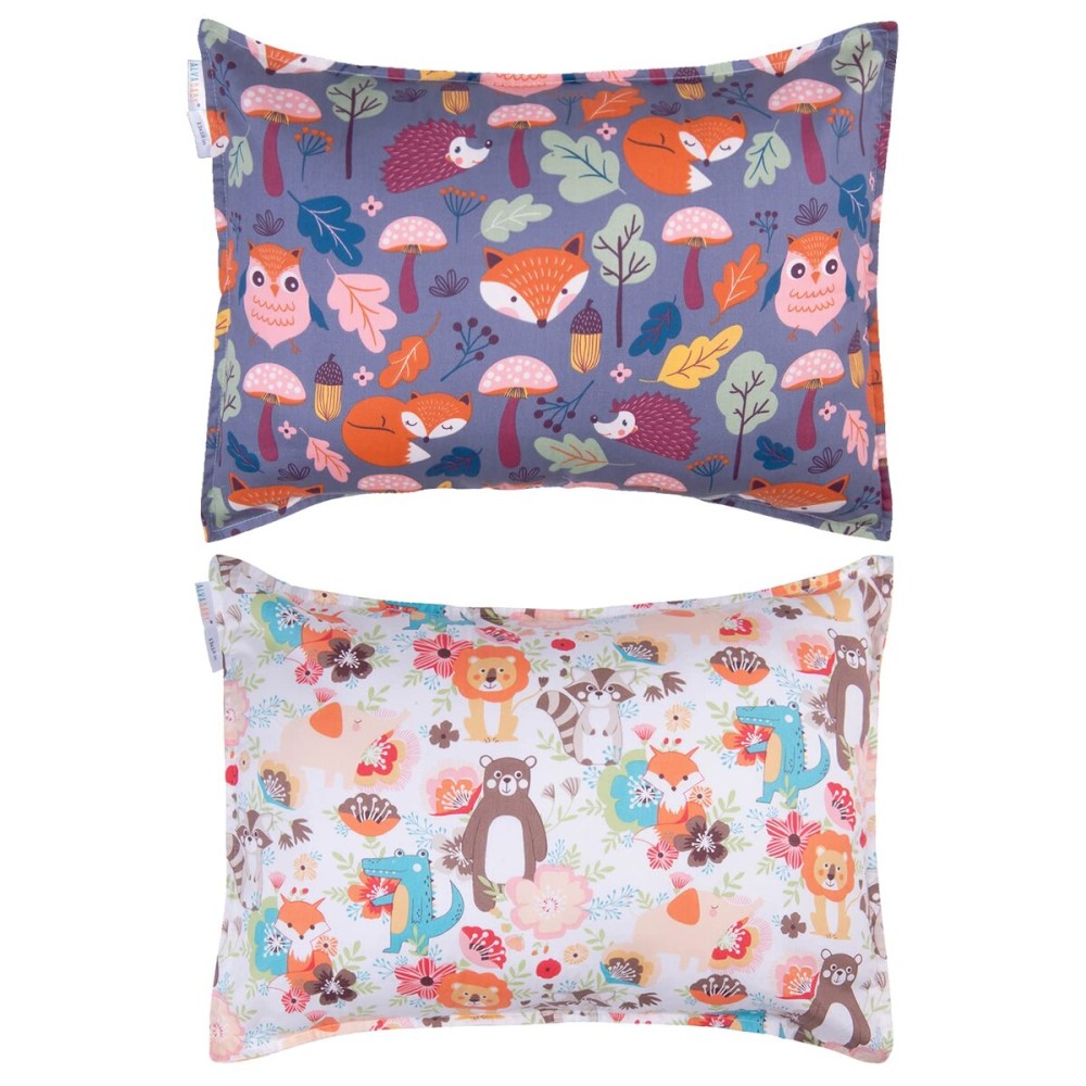 ALVABABY Toddler Pillowcases 2 Pack Organic Cotton Kids Pillow Cover Fit 13x 18 or 12x28 Envelope for Girl Boy Sleepy Travel