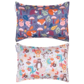 ALVABABY Toddler Pillowcases 2 Pack Organic Cotton Kids Pillow Cover Fit 13x 18 or 12x28 Envelope for Girl Boy Sleepy Travel