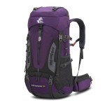 Bseash 60L Hiking Camping Backpack with Rain Cover, Waterproof Large Capacity Outdoor Sport Travel Daypack Climbing Touring (Purple)