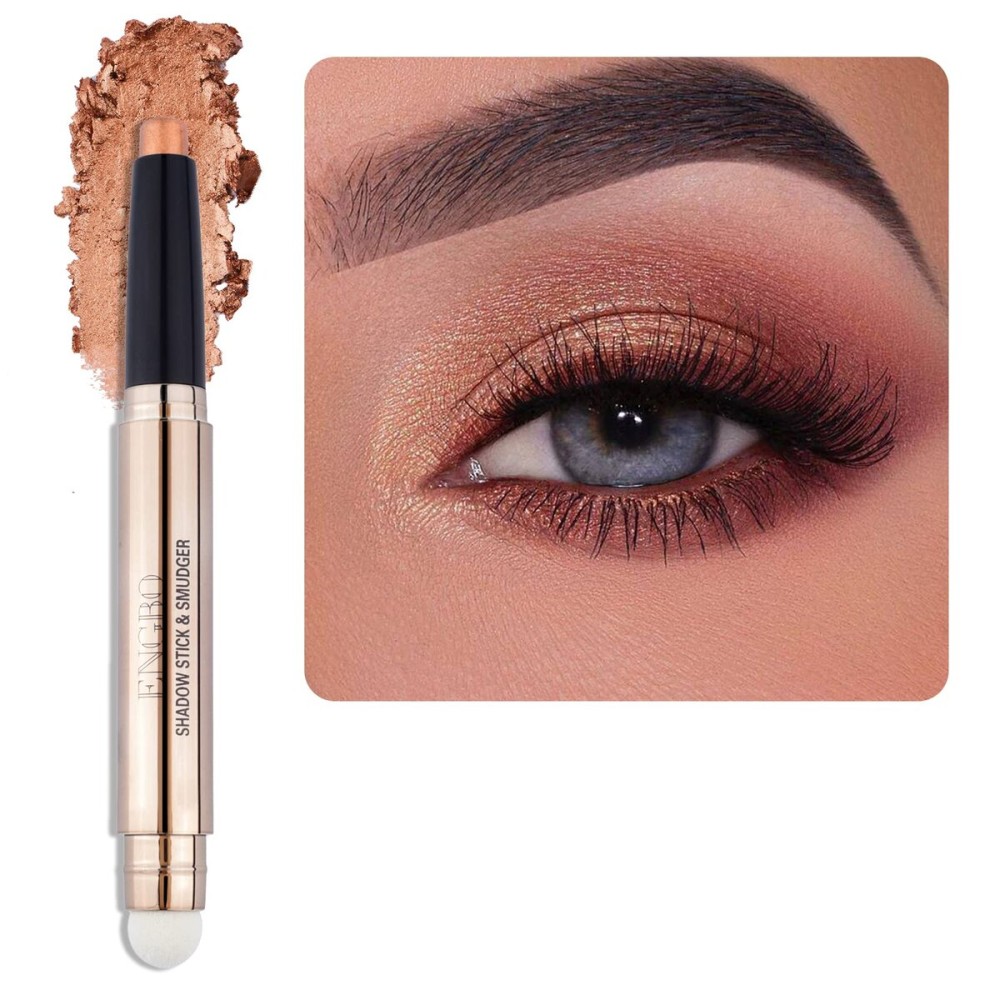 Enfuntins Cream Eyeshadow Stick, Long-Lasting, Crease-Proof Eyeshadow with Built-in Smudger Eye Shadow Gold Shimmer