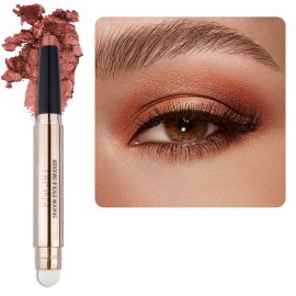Enfuntins Cream Eyeshadow Stick, Long-Lasting, Crease-Proof Eyeshadow with Built-in Smudger Eye Shadow Orange Brown Shimmer