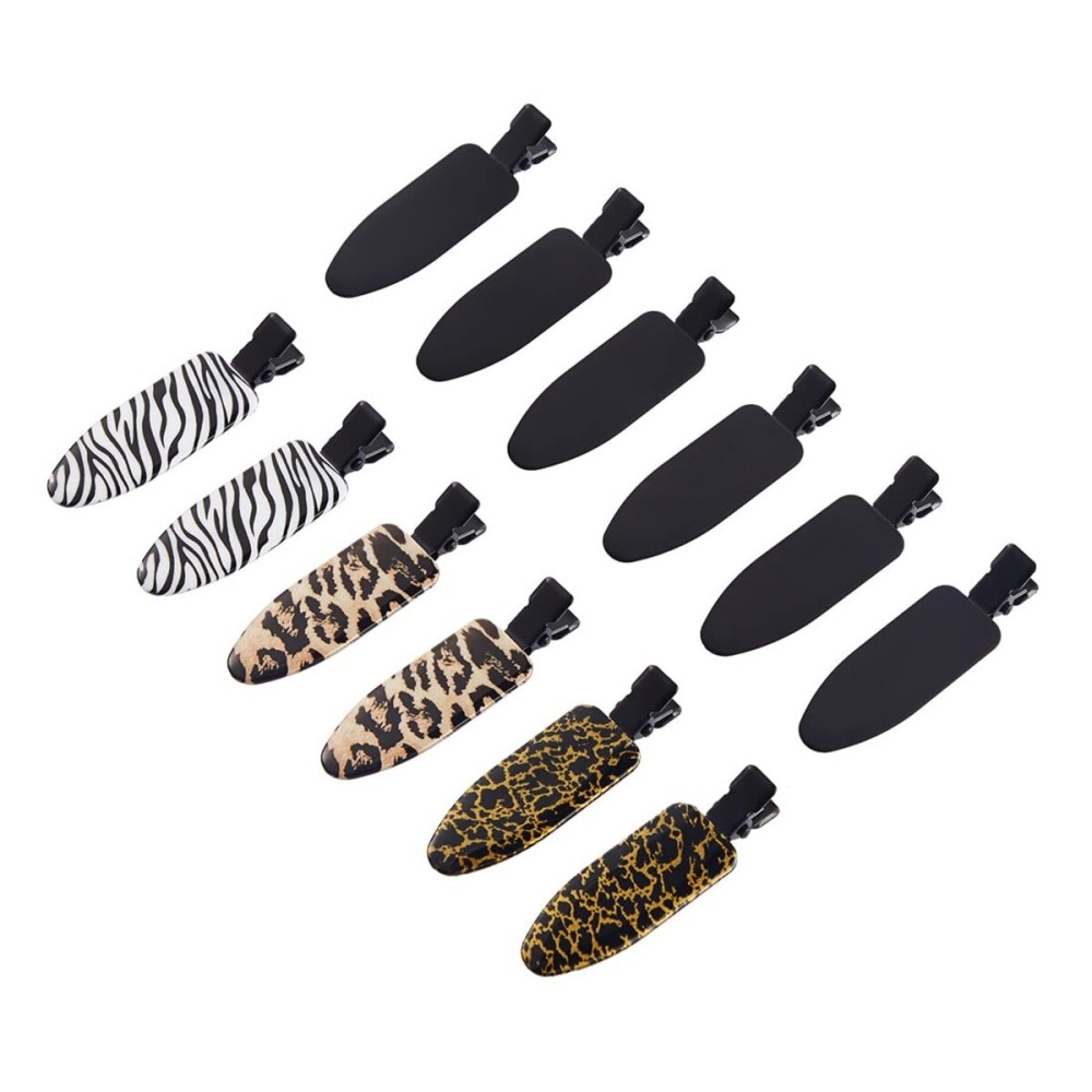 minihope 12 Pieces Soft Hair Clips Hair Setting Clips Flat Clips for Hair 12 Cont (Animal)