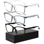 Oilway Blue-Light Blocking Glasses Computer Reading/Gaming/TV/Phones Glasses Fashion Anti Eyestrain UV Glasses for Women MenD1 Black + Gray + Transparent