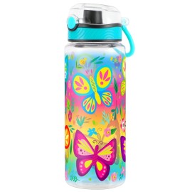 Home Tune Cute Water Bottle for School Kids Girls, BPA FREE Tritan & Leak Proof & Easy Clean & Carry Handle, 23oz/ 680ml - Butterfly