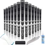 CHAMPKEY Premium Hybrid Golf Grips 13 Pack with All Repair Kits - All Weather Performance Golf Club Grips - High Traction and Control Half Corded Golf Grips for Men(Black,Oversize)