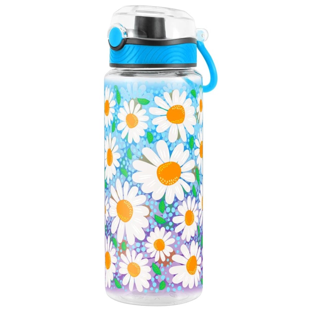 Home Tune Cute Water Bottle for School Kids Girls, BPA FREE Tritan & Leak Proof & Easy Clean & Carry Handle, 23oz/ 680ml - Daisy