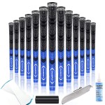CHAMPKEY Premium Hybrid Golf Grips 13 Pack with All Repair Kits - All Weather Performance Golf Club Grips - High Traction and Control Half Corded Golf Grips for Men(Blue,Oversize)