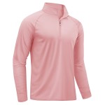 TACVASEN Mens UV Sun Protection Shirts Running Gym Athletic Long Sleeve Shirts for Swim Rash Guard Workout Dry Fit T-Shirts Grey Pink L