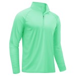 TACVASEN Sun Shirts for Men Long Sleeve Swim Shirts Quarter Zip Pullover 1/4 Zip Men Rash Guard Shirts Quick Dry Tops Outdoor Mint Green
