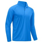 TACVASEN Mens Quarter Zip Pullover Rash Guard Shirt Long Sleeve Swim Dry Fit Shirts for Men Outdoor Shirts for Sun Hiking Shirts Azure