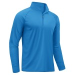 TACVASEN Long Sleeve Swim Shirt for Men Rashguard Quick Dry Fit 1/4 Zip Pullover Athletic Beach Shirts for Sun Protection Workout T-Shirt Blue