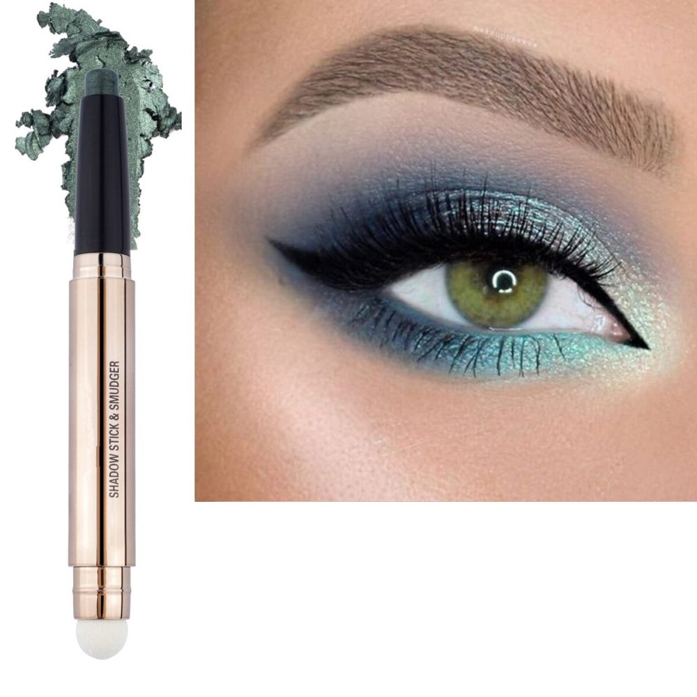 LGSZGDCN Green Eyeshadow stick Makeup Brush,Glitte Primer Palette Smooth Cream Shimmer Pencil Long Lasting Waterproof Eye Shadow Highlighter Hypoallergenic Multi-Dimensional eyes Look