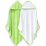 BAMBOO QUEEN 2 Pack Baby Bath Towel - Rayon Made from Bamboo, Ultra Soft Hooded Towels for Kids - X Large Size for 0-7 Yrs (White and Green, 37.5 x 37.5 Inch)