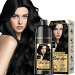 Joyful Young Herbal Hair Dye Shampoo 3-in-1 Vegan Color for Gray Hair - Ammonia-Free for Men & Women - Beard & Hair Coloring - Instant Gray Coverage Champ Para Canas Mujer & Hombre (BLACK)