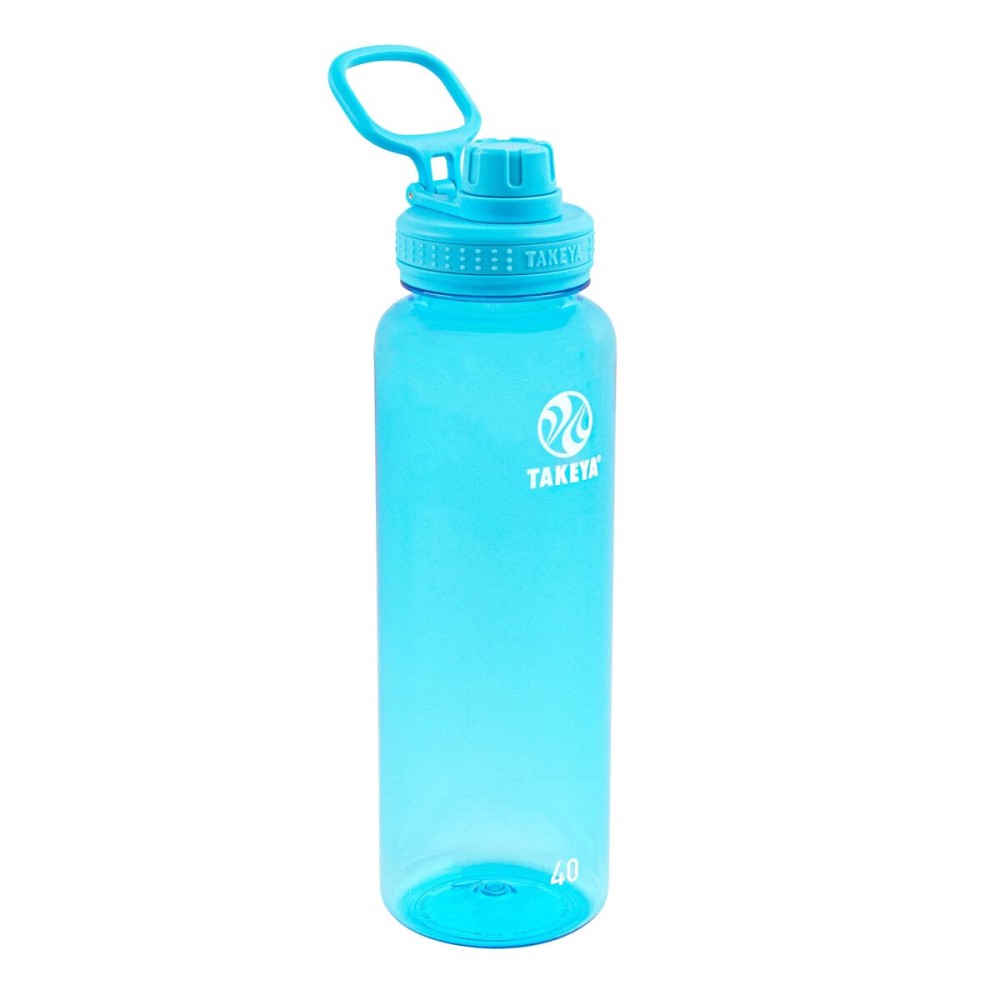 Takeya Tritan Sport Water Bottle with Spout Lid - BPA-Free & Dishwasher-Safe Water Bottle - Reusable Bottle with Lid Handle - Simple Leak-Proof Water Bottle - 40 oz, Breezy Blue