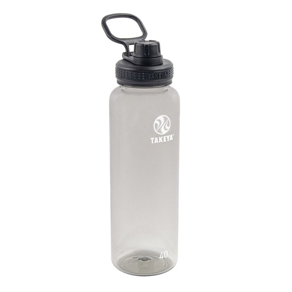 Takeya Tritan Sport Water Bottle with Spout Lid - BPA-Free & Dishwasher-Safe Water Bottle - Reusable Bottle with Lid Handle - Simple Leak-Proof Water Bottle - 40 oz, Stormy Black