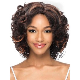 SEVENCOLORS Wigs for Black Women Afro Short Curly Bob Wigs Synthetic Hair African American Wig Natural Looking Glueless Big Curly Wigs(Brown Mixed Blonde)