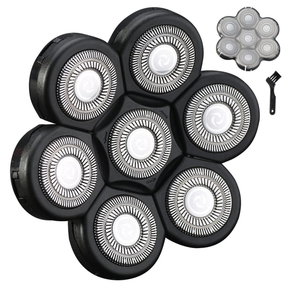 7D Black Electric Razor Replacement Blades - Universal 7 Blade Head Shaver for Men