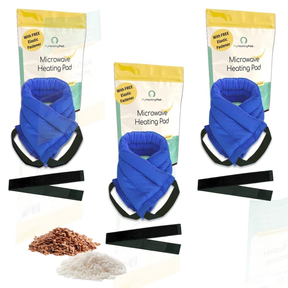 Microwavable Heating Pads for Lower Back, Neck, and Shoulder Pain Relief - Moist Microwave Heating Pad for Muscles and Joints - Microwave Hot Pack Heat Pad for Cramps -3 Heat Pack Blue