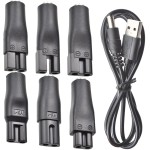 7 PCS Power Cord 5V Replacement Charger USB Adapter Suitable for Electric Hair Clippers, Beard Trimmers, Shavers, Beauty Instruments, Desk Lamps, Purifiers.