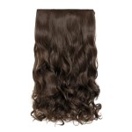 REECHO 14 1-pack 3/4 Full Head Curly Wave Clips in on Synthetic Hair Extensions HE008 Hair pieces for Women 5 Clips 4.5 Oz Per Piece - Dark Chocolate Brown