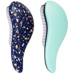 Crave Naturals Glide Thru Detangling Hair Brushes for Women - Detangler Brush for Curly or Straight, Wet or Dry Hair - Gentle on Tangles Comb - 7.5x3-Inch, Turquoise and Terrazzo (Pack of 2)
