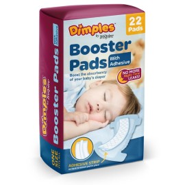 Inspire Dimples Booster Pads, Baby Diaper Doubler with Adhesive for Secure Fit | 1 Size Fits All Diapers | Boosts Absorbency No More leaks 22 Count