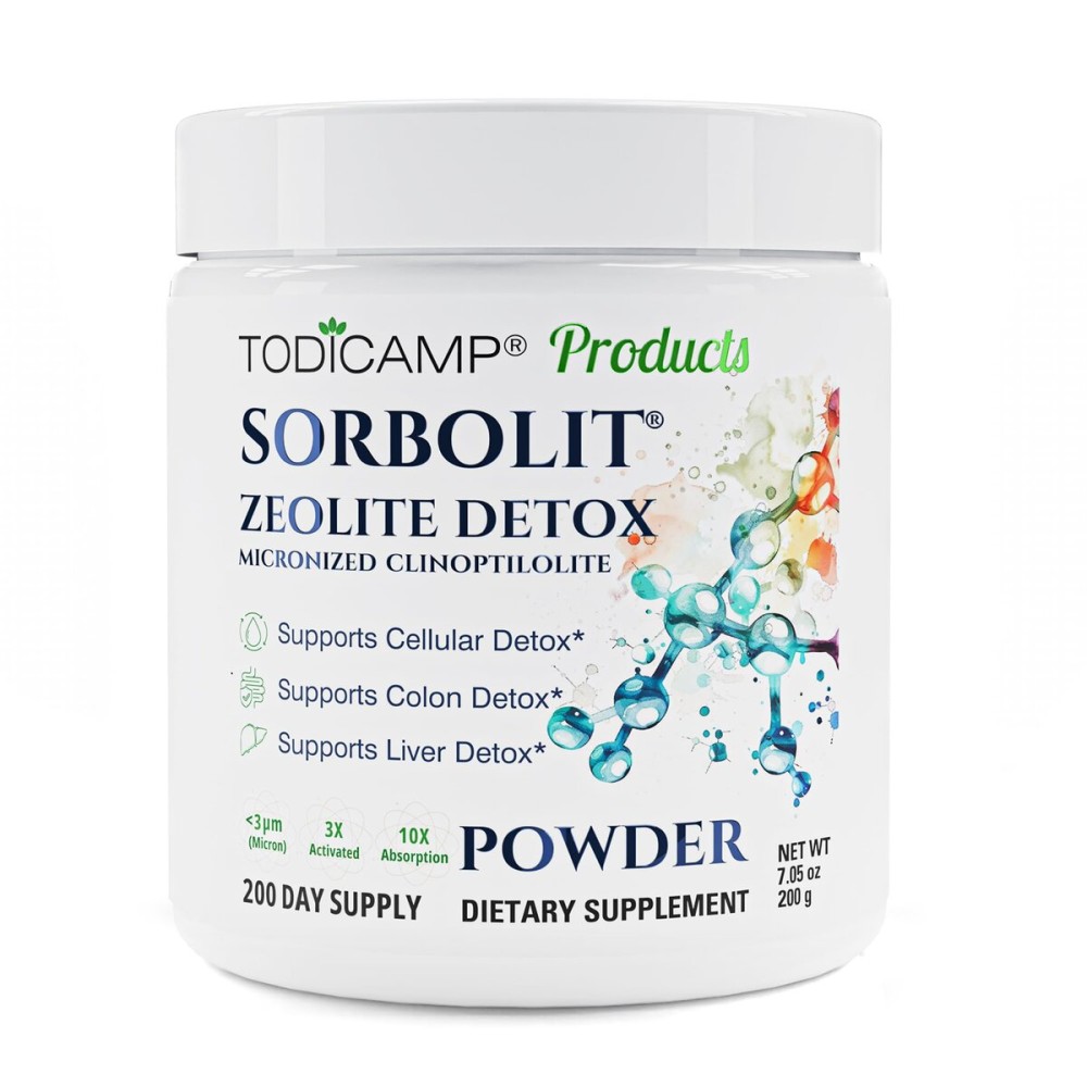TODICAMP Zeolite Detox for Adults Sorbolit - Zeolite Powder Binder Detox Cleanse - Deep Full Body Detox - Gut Cleanse, Cellular and Liver Detox (7.05 Ounce (Pack of 1)