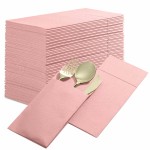 50-Pack Disposable Linen-Feel Dinner Napkins with Built-in Flatware Pocket, PINK Prefolded Cloth Like Paper Napkins For Dinner, Wedding Or Party [Silverware NOT Included]