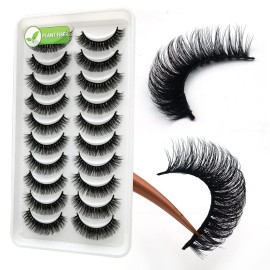 3D Plant Fibre Russian Strip Lashes - D Curl Lash Strips, Wispy Mink Eyelashes, Faux Mink Eyelashes Natural Look (SDC78)