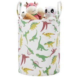 Large Storage Basket for Girls and Boys, Collapsible Laundry Hamper with Long Handles, Toy Bins for Nursery, Kids Room Dcor (Green Dinosaur)