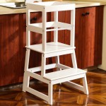 Kids Kitchen Step Stool with Safety Rail,Wooden Toddler Standing Tower for Kitchen Counter, Kids Montessori Stool, Solid Wood Construction,White