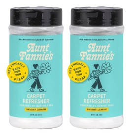 Aunt Fannie\'s Carpet Refresher & Deodorizer Powder, Multi-Purpose Rug, Carpet, and Upholstery Odor Eliminator for Homes with Cats and Dogs, Bright Lemon Scent, 16 Oz (Pack of 2)
