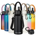 KXIAOCHEN Insulated Water Bottle, Stainless Steel Water Bottle, 2 Lids (Straw and Handle Lid),Wide Mouth Metal Water Bottles Keep Hot and Cold, Double Walled, Thermo Mug, Metal Canteen