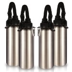Volhoply Insulated Water Bottles Bulk 4 Pack, 40 oz Stainless Steel Sports Bottle with Paracord Handle & Spout Lid, Double Walled Vacuum Travel Water Cups with Wide for Adults Hiking(Silver,4 Set)