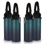 Volhoply Insulated Water Bottles Bulk 4 Pack,40 oz Stainless Steel Sports Bottle with Paracord Handle & Spout Lid,Double Walled Water Cups with Wide Mouth,Reusable Large Water Cup(Dark Night,4 Set)