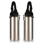 Volhoply Insulated Water Bottles Bulk 2 Pack, 40 oz Stainless Steel Sports Bottle with Paracord Handle & Spout Lid, Double Walled Vacuum Metal Cups,Reusable Big Water jug for Hiking(Silver,2 Set)