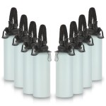 Volhoply Insulated Water Bottles Bulk 8 Pack, 40 oz Stainless Steel Sports Bottle with Paracord Handle Spout Lid, Double Walled Vacuum Metal Travel Cups with Wide Mouth for Adults Hiking(Fog,8 Set)