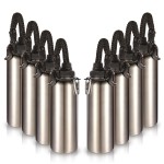 Volhoply Insulated Water Bottles Bulk 8 Pack, 40 oz Stainless Steel Sports Bottle with Paracord Handle & Spout Lid, Vacuum Metal Travel Water Cups with Wide Mouth,Reusable Large jug(Silver,8 Set)