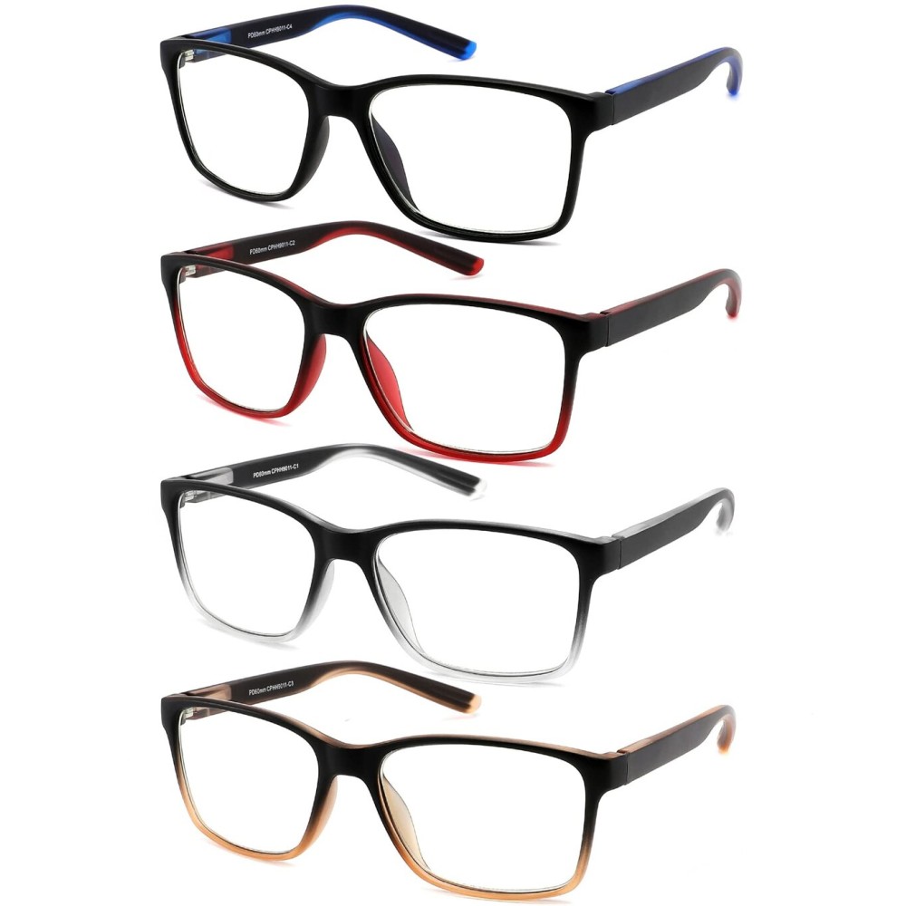 Reading Glasses for Men 4-Pack Stylish Computer Readers with Spring Hinges, Anti Glare/Eye Strain Filter UV Ray Blue Light Blocking Two-tone Reader Eyeglasses,+2.5 Magnification Strength