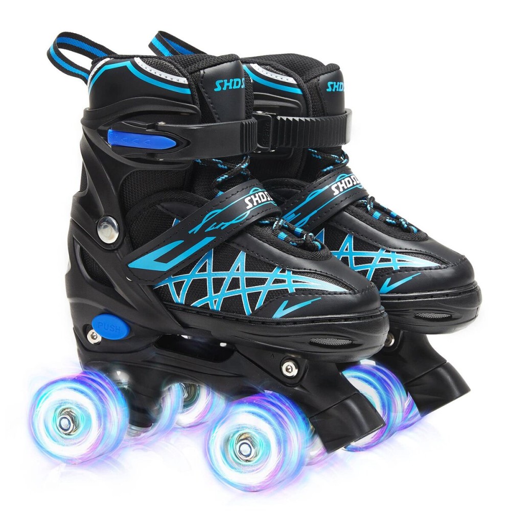 SHDSL Kids Roller Skates for Boys Girls Kids, 4 Sizes Adjustable Quad Skates with All Light up Wheels - Birthday Gift for Indoor Outdoor Sports Patines para nias