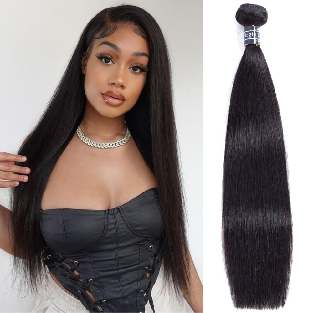 Amella Hair One Bundles Straight Hair 100% Brazlian Straight Human Hair Bundles 8A Unprocessed Virgin Hair Straight Bundles (16 inch)